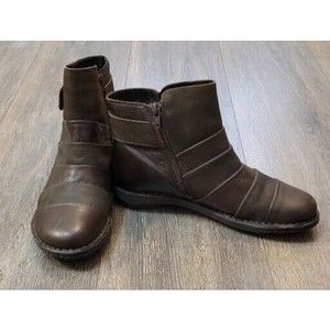 Tara M Quiana Brown Leather Ankle Boots Size 38 (8) Zipper
